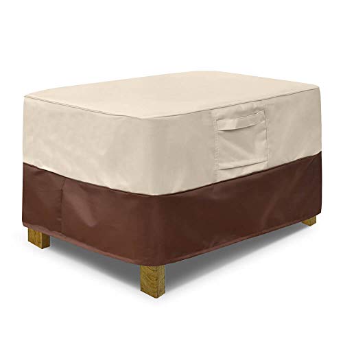 Product Cover Vailge Rectangle Patio Ottoman Cover, Waterproof Outdoor Ottoman Cover with Padded Handles, Patio End Table Cover, Heavy Duty Patio Furniture Covers (Medium,Beige & Brown)