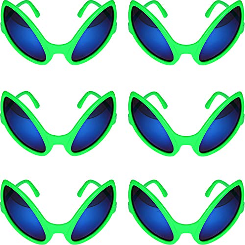 Product Cover Bememo 6 Pieces Alien Glasses Green Plastic Alien Sunglasses for Adults and Kids Party Favors