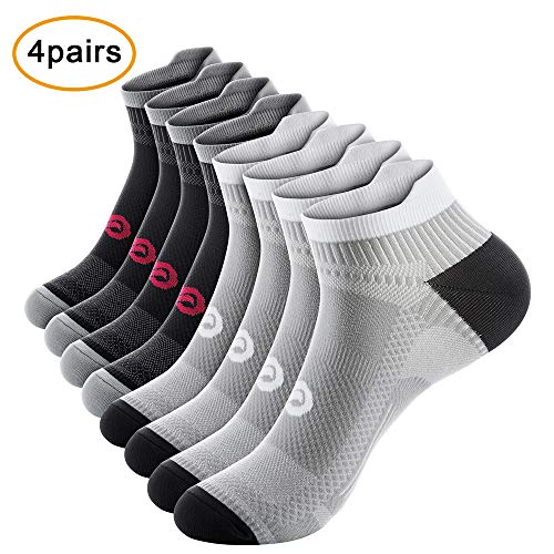 Product Cover Low Cut Compression Socks for Men and Women (4 Pairs), No Show Ankle Compression Running Socks with Arch Support for Plantar Fasciitis, Cyling, Athletic, Flight, Travel, Nurses