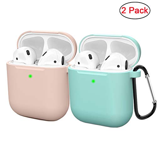 Product Cover Compatible AirPods Case Cover Silicone Protective Skin for Apple Airpod Case 2&1 (2 Pack) Sand Pink/Turquoise