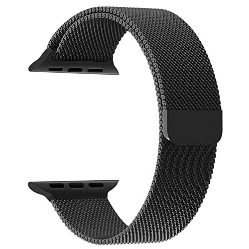 Product Cover Market Affairs Stainless Steel Milanese Strap Band with Magnetic Closure Compatible with iWatch 44MM Series 4 and Series 5 - Black