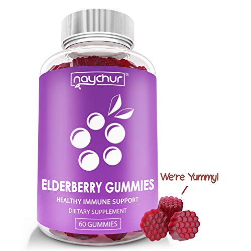 Product Cover Elderberry Gummies for Kids Adults - Immune System Booster - Zinc Vitamin C Gummies for Adults Kids - Sambucus Nigra Black Elderberry Gummy Immune Support Cold Flu Immunity Booster - Raspberry Flavor