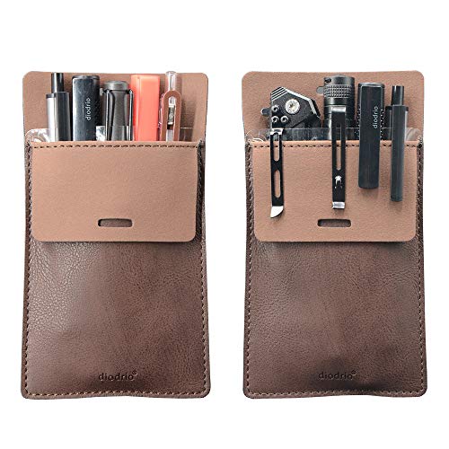Product Cover Pocket Protector, Leather Pen Pouch Holder Organizer, for Shirts Lab Coats, Hold 5 Pens, New Design to Keep Pens Inside When Bend Down. No Breaking of Pen Clip. Thick PU Leather, 2 Per Pack.