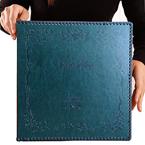 Product Cover Totocan Photo Album Self Adhesive, Large Magnetic Self-Stick Page Picture Album with Leather Vintage Inspired Cover, Hand Made DIY Albums Holds 3X5, 4X6, 5X7, 6X8, 8X10 Photos (DarkGreen 40 Pages)