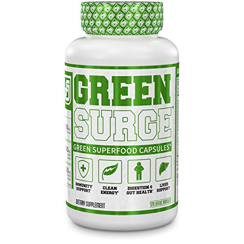 Product Cover Green Surge Green Superfood Capsules - Keto Friendly Greens Supplement w/Spirulina, Wheat & Barley Grass - Organic Greens Plus Probiotics & Digestive Enzymes - 120 Veggie Pills