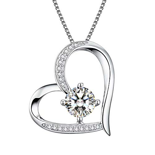 Product Cover Heart Necklaces 5A Cubic Zirconia Love Necklace 14k White Gold Plated Pendant Necklaces for Women