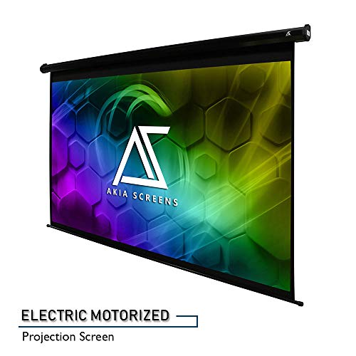 Product Cover Akia Screens 125 inch Motorized Electric Projector Screen 16:9 8K 4K Ultra HD 3D Ready Wall/Ceiling Mounted 12V Trigger Remote Control Black Projection Screen for Movie Home Theater AK-MOTORIZE125H