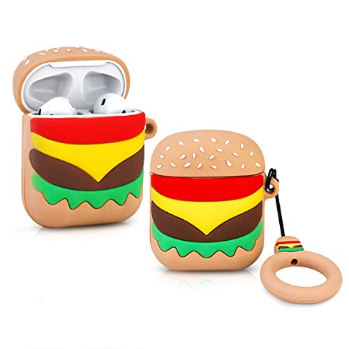 Product Cover LEWOTE Airpods Silicone Case Funny Cute Cover Compatible for Apple Airpods 1&2[Dessert Food Series][Best Gift for Girls Boys or Couples] (Hamburger)