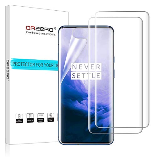 Product Cover (3 Pack) Orzero Screen Protector Compatible for OnePlus 7 Pro 5G，McLaren Edition (Upgraded) HD Edge to Edge (Full Coverage) Silky Slim (Support in-Display Fingerprints Scanner) (Lifetime Replacement)
