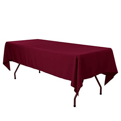 Product Cover E-TEX Rectangle Tablecloth - 60 x 102 Inch - Burgundy Rectangular Table Cloth for 6 Foot Table in Washable Polyester