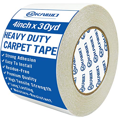 Product Cover Double Sided Heavy Duty Carpet Tape, for Carpet to Floor and Rug to Carpet Applications,Industrial Strength, Residue-Free,4 Inch x 30 Yards