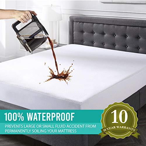 Product Cover Supremo Craft Waterproof Mattress Protector Queen Size - 100% Organic Cotton Breathable Mattress Pad Cover, Deep Pocket, Vinyl Free - [60