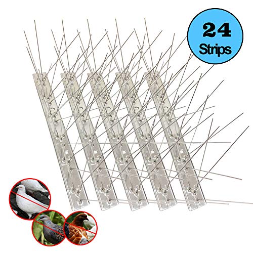 Product Cover Bird Spikes for Pigeons Small Birds Cat,Anti Bird Spikes Stainless Steel Bird Deterrent Spikes-Cover 19.5 Feet (24 Pack)