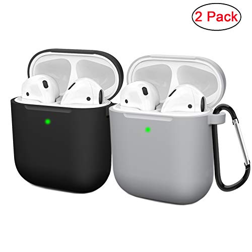 Product Cover Compatible AirPods Case Cover Silicone Protective Skin for Apple Airpod Case 2&1 (2 Pack) Black/Gray