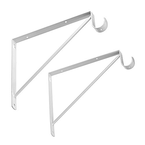 Product Cover Dewell 2 Pcs Shelf and Rod Brackets, Wall Mounted Shelf Supports White,SRB300