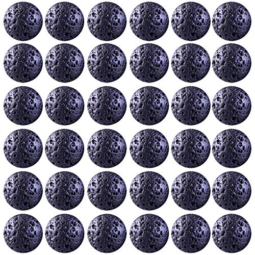 Product Cover Natural Stone Beads 100pcs 6mm Black Lava Stone Round Genuine Stone Beading Loose Gemstone Hole Size 1mm DIY Smooth Beads for Bracelet Necklace Earrings Jewelry Making (Black Lava Stone Beads, 6mm)