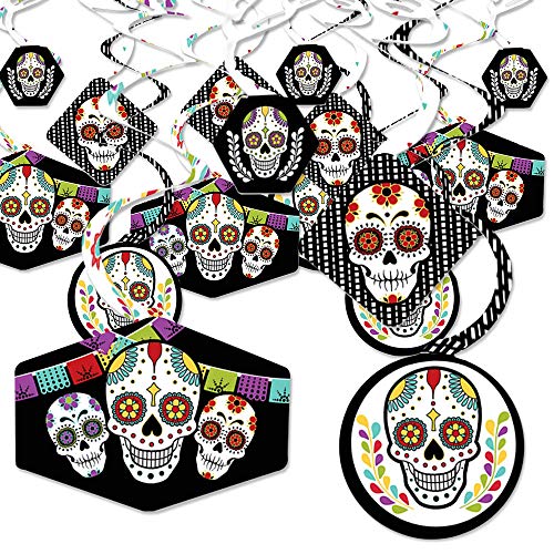Product Cover Big Dot of Happiness Day of the Dead - Halloween Sugar Skull Party Hanging Decor - Party Decoration Swirls - Set of 40
