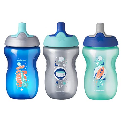 Product Cover Tommee Tippee Sippy Toddler Sportee Bottle, Boy - 12+ months, 10 Ounce, Pack of 3, Blue