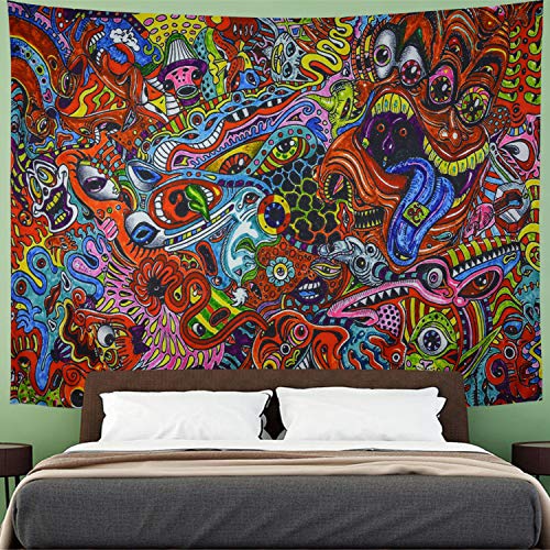 Product Cover Amhokhui Psychedelic Tapestry Hippie Arabesque Tapestry Abstract Colorful Monster Eyes Tapestry Wall Hanging for Bedroom Home Decor