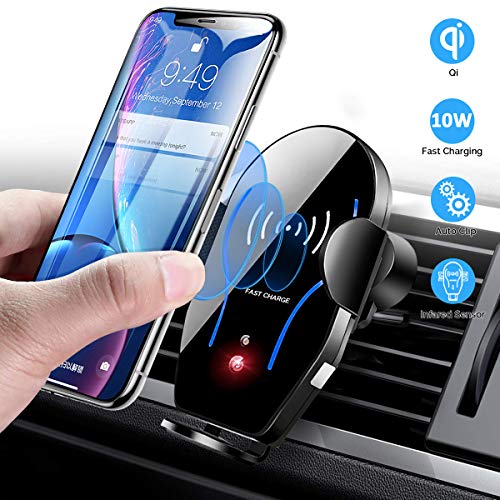 Product Cover Wireless Car Charger Mount, Mikikin Auto-Clamping Qi 10W 7.5W Fast Charging Car Phone Holder Air Vent Compatible with iPhone X/XR/Xs/Xs Max/8/8 Plus, Samsung S6/S7/S8/S9 Edge+, Note 7/Note 8 & More
