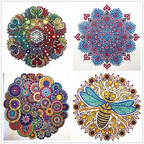 Product Cover Diamond Painting, Mandala 4 Pieces 5D DIY Diamond Painting Adult Suit Children's Suit Special Shape Diamond Embroidery Home Wall Decoration Art