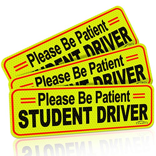 Product Cover CARBATO Student Driver Magnet Safety Sign Reflective Vehicle Bumper Sticker for New Drivers, 10 x 3.5 Inch, Pack of 3