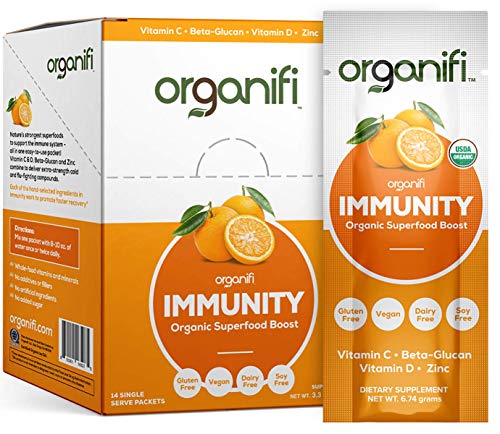 Product Cover Organifi: Immunity - Organic Superfood Immunity Boost - 14 Single Serve Packets - Cold and Flu Relief - Nourish and Feed Cells - Natural Immune System Support - Vitamin C, D & Zinc