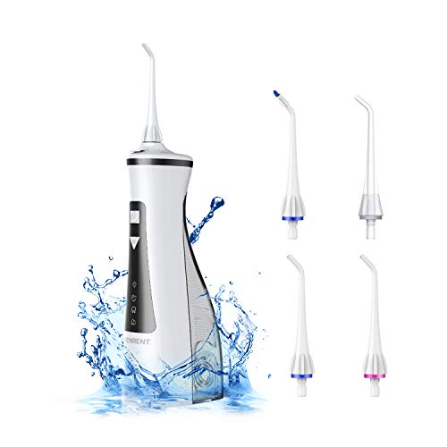 Product Cover Cordless Water Flosser, NENRENT Rechargeable and Portable Oral Irrigator with 4 Jet Tips, IPX7 Waterproof 4 Modes Water Flossing with Cleanable Water Tank for Home and Travel (Black)