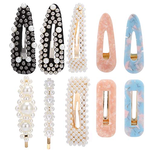 Product Cover ATHORS 10 PCS Hair Clips,Pearl Hair Clips Barretes Acrylic Resin Hairpins for Women Girls,Multicolor/Multishape Hair Accessories-Suit for Wedding,Party,Outing and Daily.