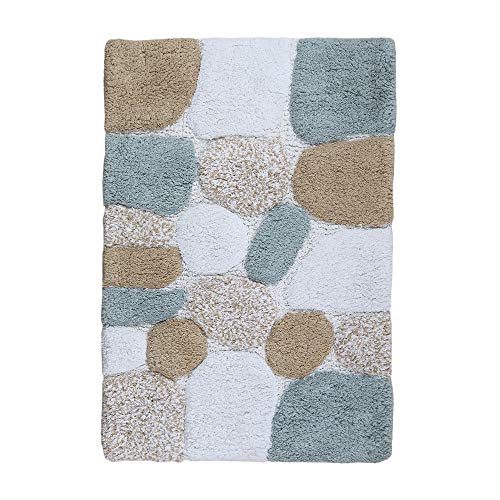 Product Cover Pebble Bath Rugs Runner 21x31 Grey Beige,Bath Room Rugs Set,Bathroom Rugs Runner, Soft Absorbent Machine Washable Bath Runner Rugs,Bath Rug 100% Cotton Rugs Runner- Antiskid