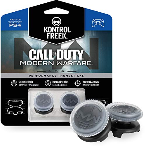 Product Cover KontrolFreek Call of Duty: Modern Warfare - A.D.S. Performance Thumbsticks for PlayStation 4 (PS4) | 2 High-Rise, Concave | Transparent/Black