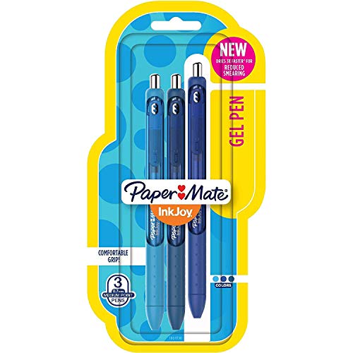 Product Cover Paper Mate InkJoy Retractable Gel Pens Medium Point, 0.7mm, Assorted Blue, 3 Pack