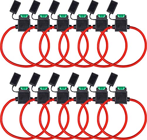 Product Cover InstallGear ATC Fuse Holder with 30A Fuse, 10 Gauge OFC Power Wire (12 Pack)