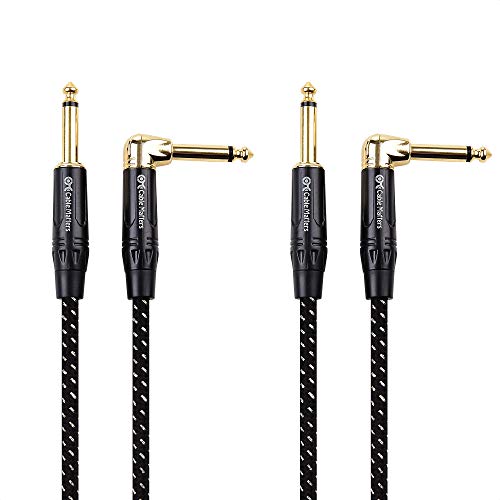 Product Cover Cable Matters 2 Pack 1/4 Inch TS Straight to Right Angle Guitar Cable, 1/4 Instrument Cable - 6 Feet