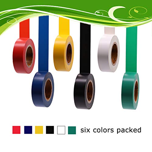 Product Cover SoundOriginal Electrical Tape Multicolor Matte 6Pack 0.7Inch by 30Feet, Voltage Level 600V 80oC 3M Tape Waterproof Flame Retardant for General Home Vehicle Auto Car Power Circuit Wiring (30Ft MUL)