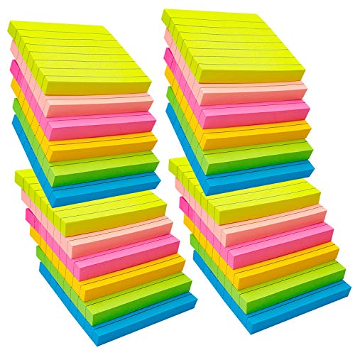 Product Cover 24 Pack Lined Sticky Notes 3x3 Inches, Bright Ruled Post Stickies Colorful Super Sticking Power Memo Pads,100 Sheets/Pad