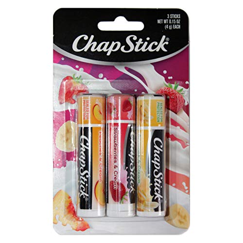 Product Cover ChapStick (1) Pack Lip Balm Sticks - 3pc Set Includes: Peaches & Cream, Strawberries & Cream, Bananas & Cream - Paraben Free