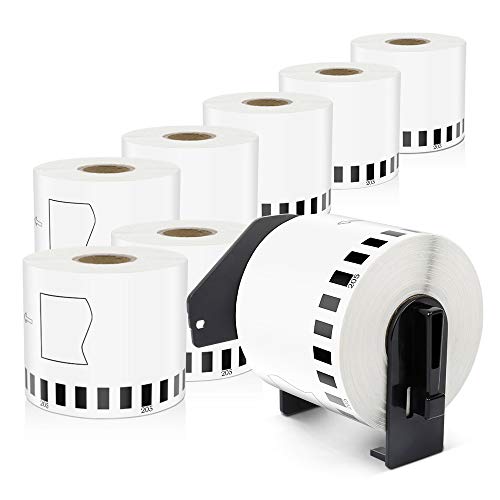 Product Cover DK-2205 Continuous White Paper Labels 2.4 Inch x 100ft Compatible with Brother Printer QL-700 QL800 QL810W QL820NWB QL1060N, 8-Roll with 1 Reusable Cartridge