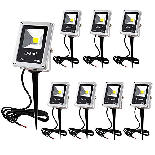 Product Cover Lysed 10W LED Landscape Lights Pathway Lights Low Voltage (AC/DC 12V) Spotlights Warm White IP66 Waterproof for Driveway, Yard, Patio, Swimming Pool, Outdoor Garden Lights with Spike Stand (8 Pack)