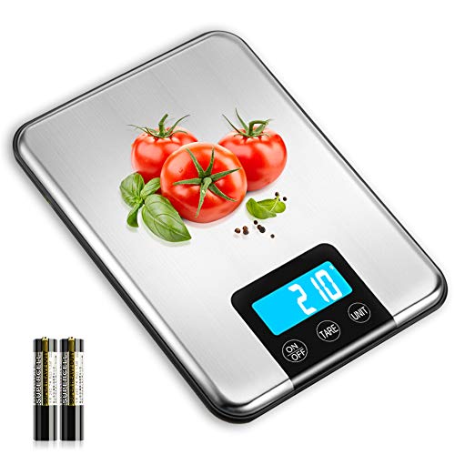 Product Cover Nicewell Digital Kitchen Food Scale 33lb Grams and Oz, LCD Screen Display and Stainless Steel, Capacity Range from 0.1oz (2g) to 33lbs (15kg), Batteries Included
