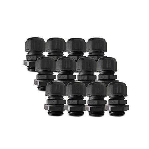 Product Cover Cable Gland 1/2 Npt,Nylon Plastic Connectors with Lock Nut and Gaskets IP68 Waterproof Adjustable 6-12mm Cord Gland,UL Approved (12 Pack)