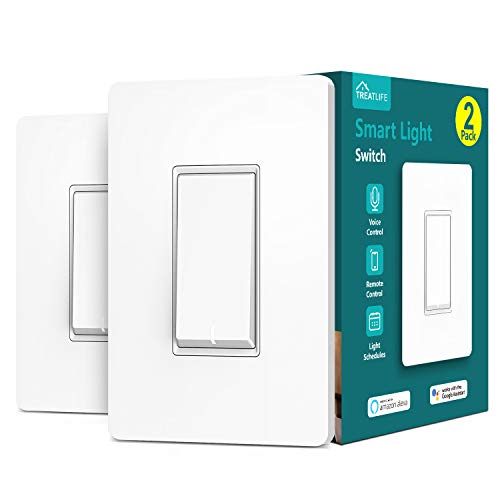 Product Cover Treatlife Smart Light Switch, Neutral Wire Needed, 2.4Ghz Wi-Fi Light Switch, Works with Alexa, Google Assistant and IFTTT, Schedule, Remote Control, Single Pole, ETL Listed (2 PACK)