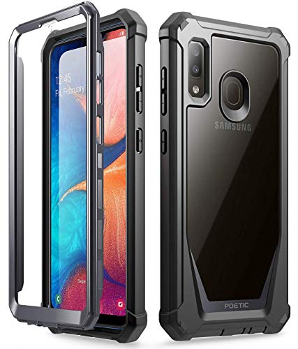 Product Cover Galaxy A20 Rugged Clear Case, Galaxy A30 Case, Poetic Full-Body Hybrid Shockproof Bumper Cover, Built-in-Screen Protector, Guardian Series, Case for Samsung Galaxy A20 / Galaxy A30, Black/Clear