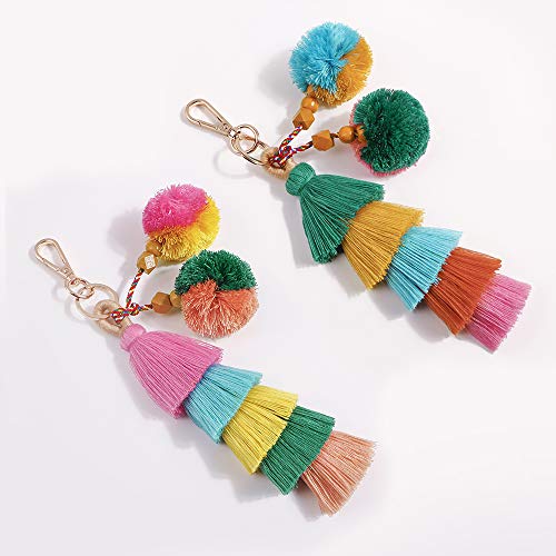 Product Cover Colorful key rings Tassel Decorations for Handbags Attractive Handmade Personalized Bag Charm Key chain Women Pom Pom