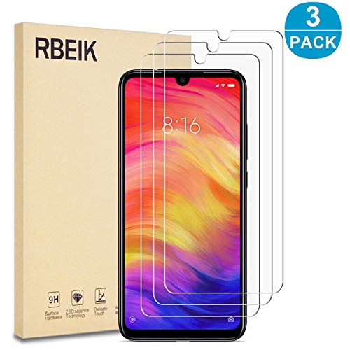 Product Cover [3PACKS] Redmi Note 7 Screen Protector Glass, RBEIK 9H Hardness Anti-Scratch Anti-Fingerprint 2.5D Glass Easy-Install Tempered Glass Screen Protector for Xiaomi Redmi Note 7 Pro/Redmi Note 7/ Redmi 7