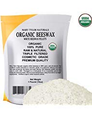 Product Cover Certified Organic White Beeswax Pellets 1lb by Mary Tylor Naturals, Premium Quality, Cosmetic Grade, Triple Filtered Bees Wax Pastilles Great for DIY Lip Balm Recipes Body Creams Lotions Deodorants
