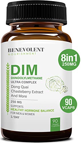 Product Cover Maximum Strength DIM Supplement 250mg - Diindolylmethane Ultra Complex PLUS Chasteberry, Dong Quai Extract + MORE, 90 Vcaps, Estrogen Blocker, Hormone Balance for Women and Men, Menopause, PCOS Relief