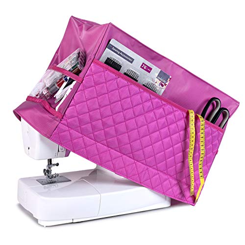 Product Cover Sewing Machine Cover with 3 Convenient Pockets - Protective Quilted Dust Cover Pro - Universal for Most Standard Singer & Brother Machines | Rodi's (Pink)
