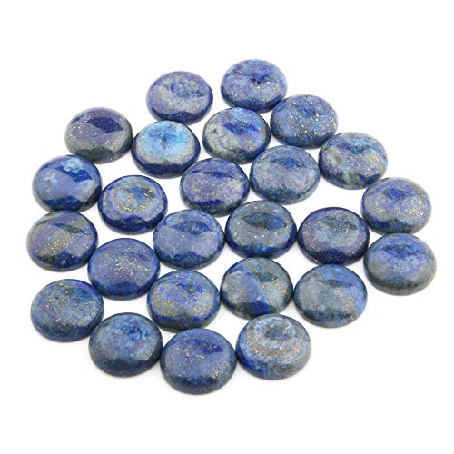 Product Cover 12mm Cabochon Lapis Lazuli Natural Stone Cabochon Beads Round Random Color CAB Cabochon Beads Crystal Quartz Stone Wholesale for Jewelry Making Diameter 12 MM(20pcs)