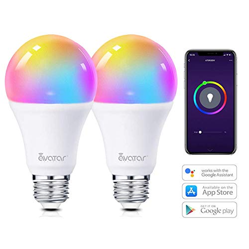 Product Cover Smart LED Light Bulb, Alexa Light Bulbs WiFi Dimmable 2 Pack Work with Google Home/Smart Life APP, Avatar Controls RGBW Color Changing Lights, No Hub Required (910LM E26 A19 8W=70W Equivalent)